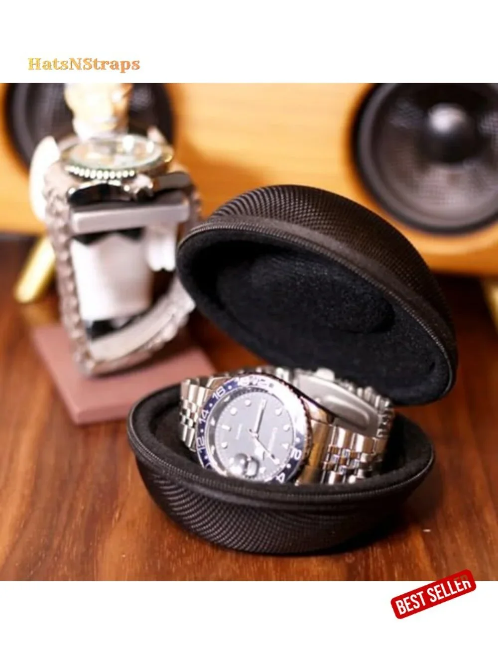 2 Pack Travel Watch Box Portable Watch Case Storage Organizer with Zipper for